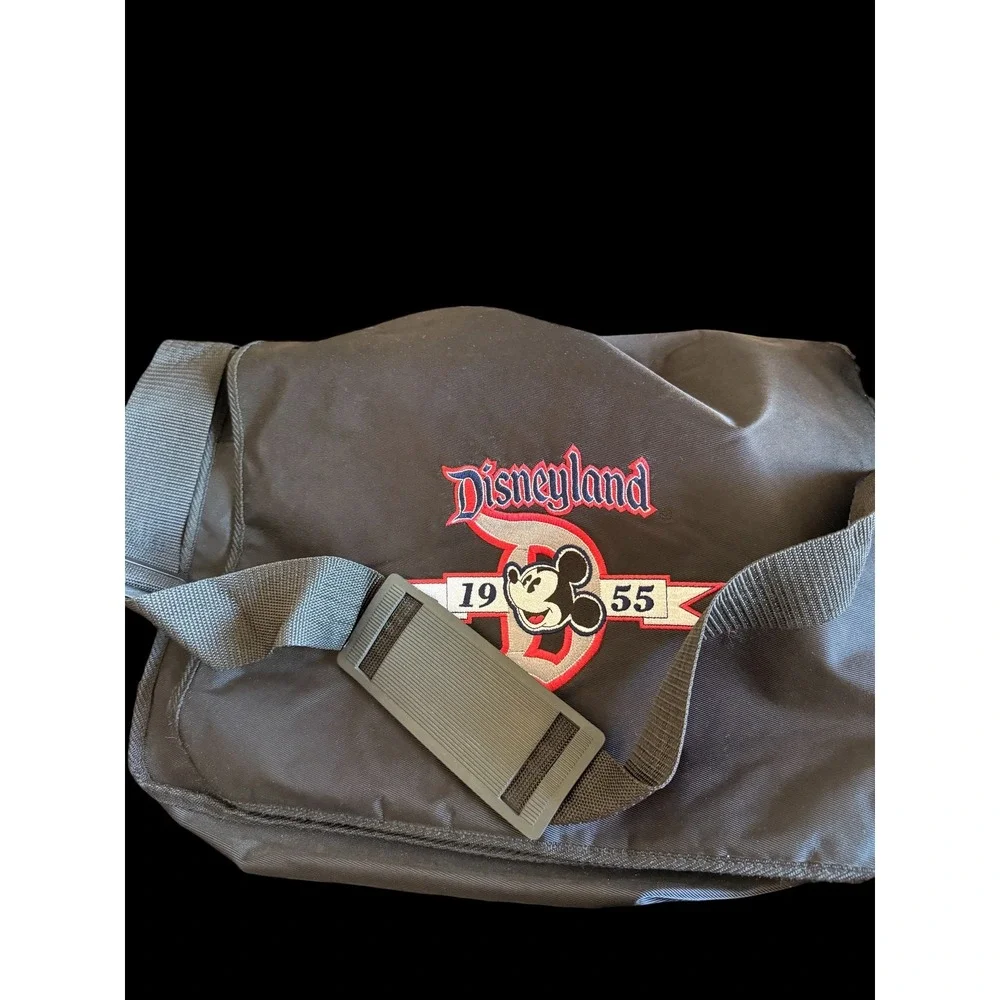 Disneyland Mickey Mouse 1955 Embroidered Messenger Bag Black Nylon Crossbody